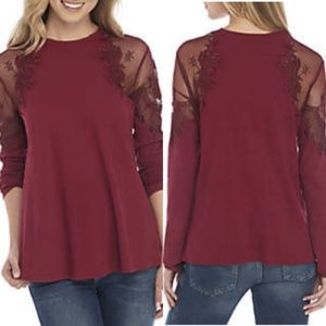 NWT Free People Daniella Lace Shoulder Top